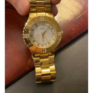 Women's Rose Gold Tone Guess Watch, G10581L, MOP Face, Crystal Accent